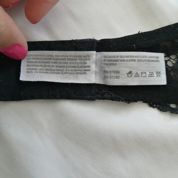 Wacoal French Garden Seamless T-shirt Bra with Lace in Black Plus Size 38C - Picture 15 of 16